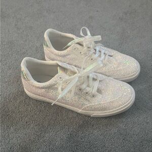 White sparkly sneakers womens 10